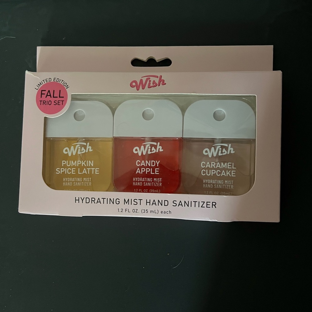 NWOT Wish Fall Trio Set Hydrating Mist Hand Sanitizer